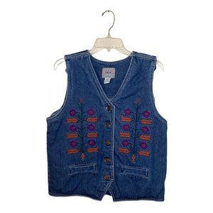 Vintage Jean Blue Embroidered Button Down Denim